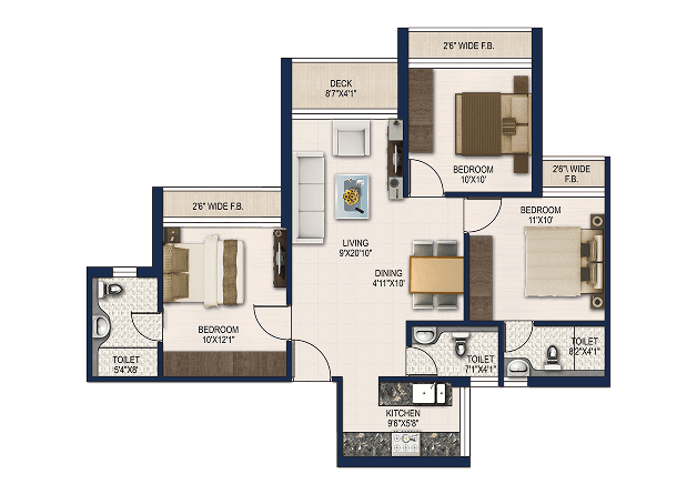 3 BHK (M)